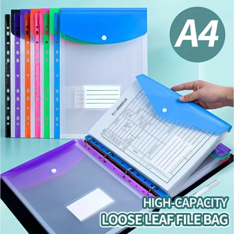 6PCS A4 Binder Pockets File Bags,Expanding Binder,Three-Dimensional File Bags with Record Labels,Suitable for Office,School,Home