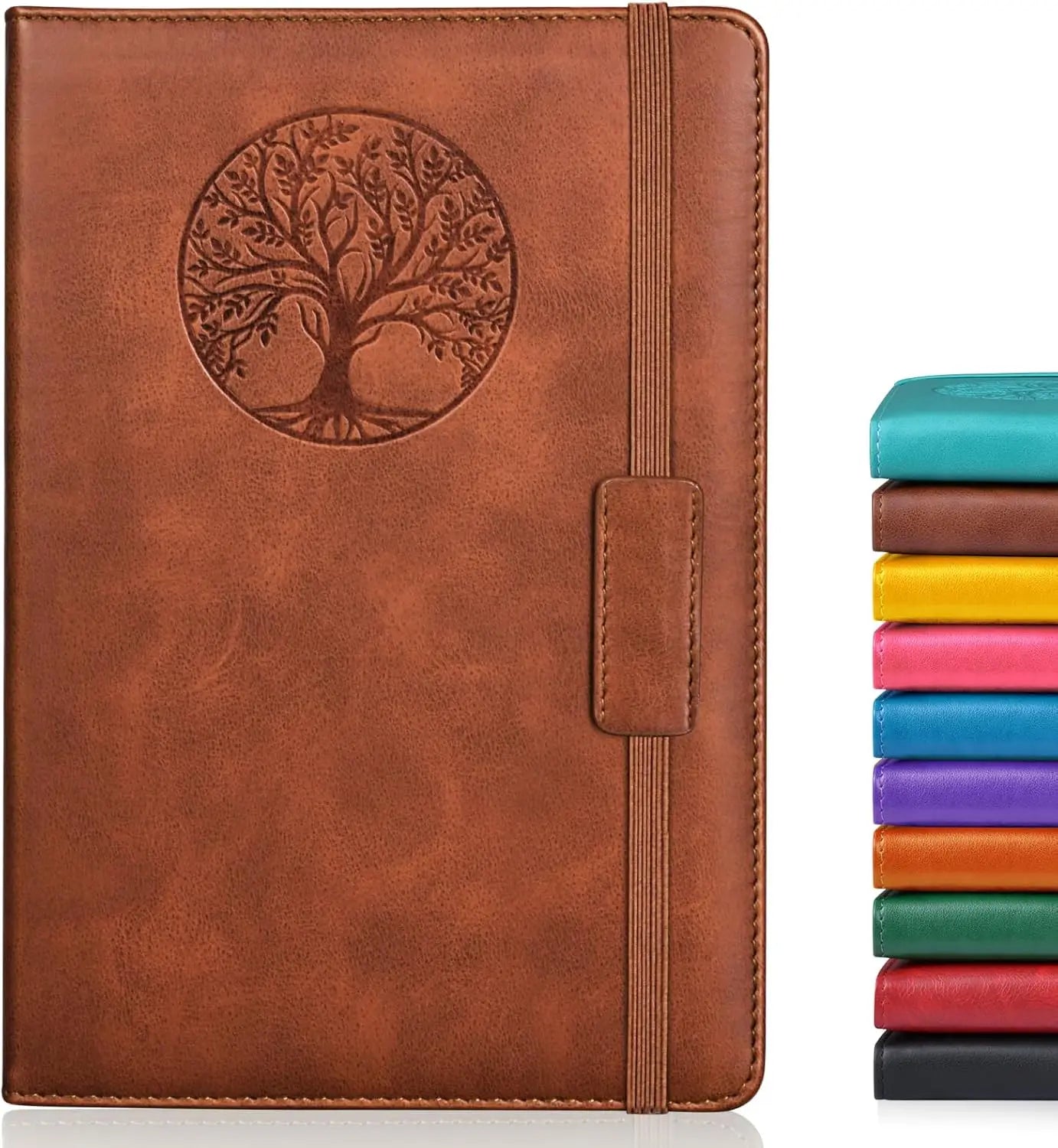 A5 Hardcover Leather Journal Notebook, 256 Pages Lined Paper for Writing, Travel & Work, Brown