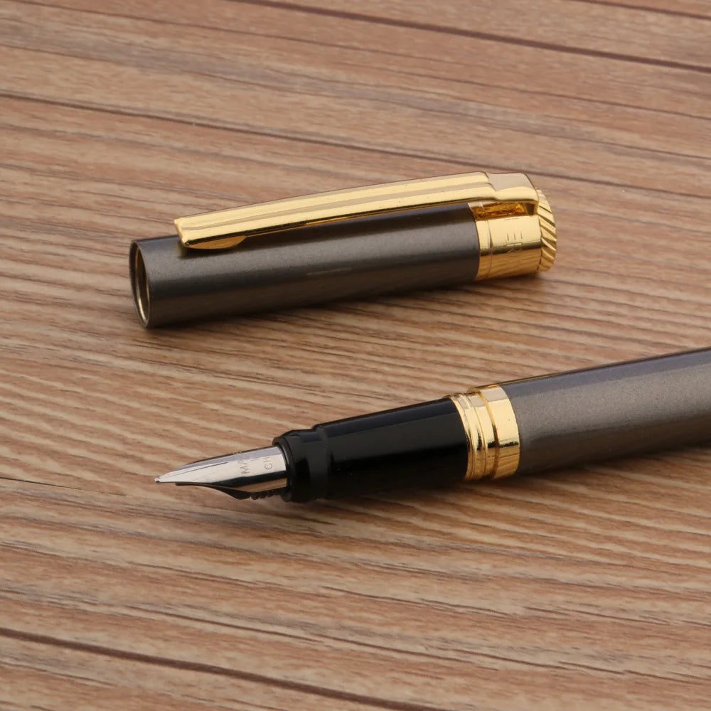 High Quality Metal 350 Fountain Pen Gun Gray Golden Spin Stationery Student Office School Supplies