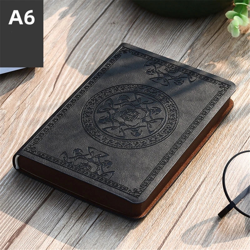 2025 New Portable Vintage Pattern PU Leather Notebook Diary Notepad Stationery Gift